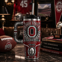 OSU Heritage Crest - Scarlet and Silver Drinkware Composition